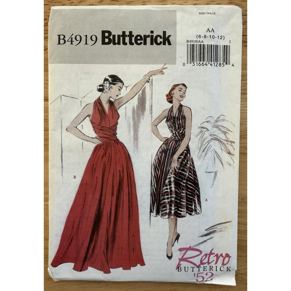 Butterick Pattern B4919 RETRO 1952 Misses Flared Dress In 2-Lengths Size 6-12 FF